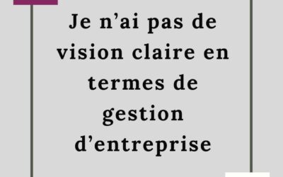 JE N’AI PAS DE VISION CLAIRE EN TERMES DE GESTION D’ENTREPRISE