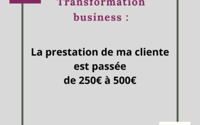 LA PRESTATION DE MA CLIENTE EST PASSEE DE 250€ A 500€